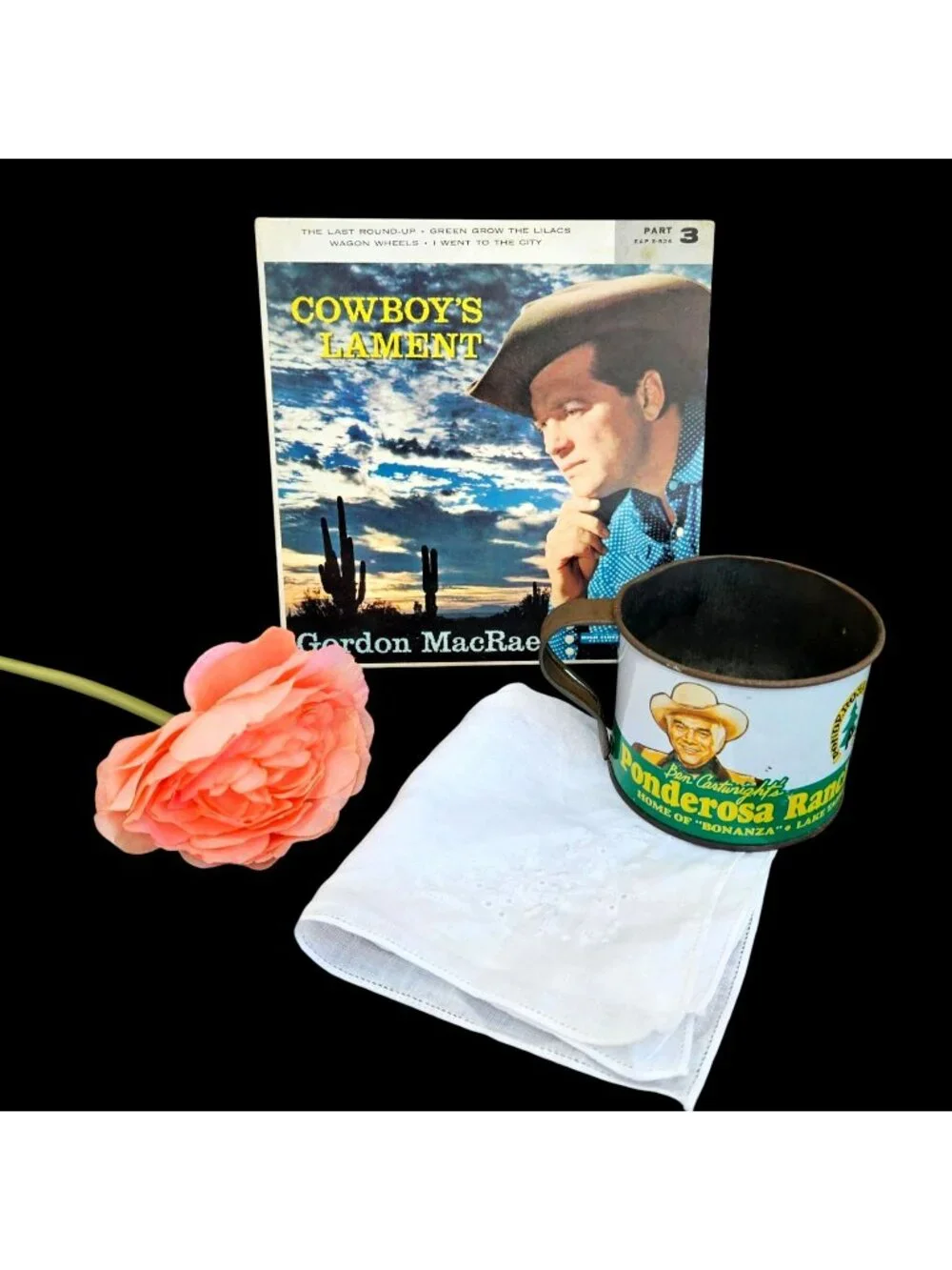 Vintage Western Instant Collection Bonanza Ponderosa Tin Cup Gordon MacRae Recor